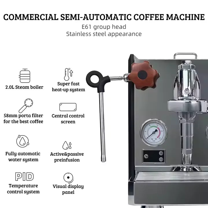 High Quality 15 Bar Stainless Steel E61 Espresso Rocket Professional 58mm Lever Espresso Coffee Machine