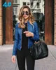 Autumn Women's PU Leather Jacket Hot Selling New Product with Zipper Stand Collar Long Sleeve Solid Pattern Short Length Coat