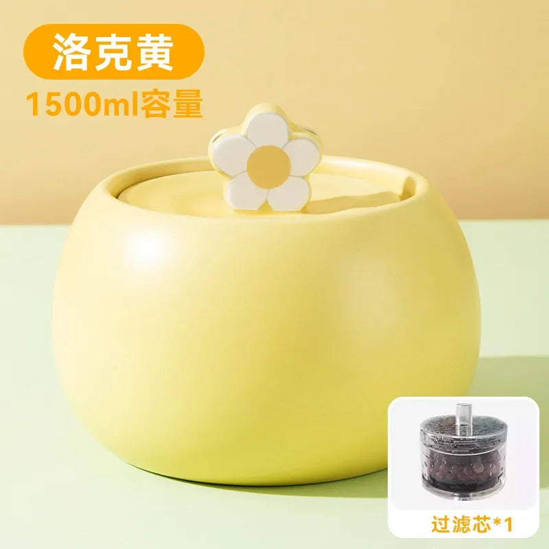 1L/1.5L Ceramic Cat Water Fountain Automatic Pet Water Dispenser Bowl with silent pump 1 filter distributeur automatique chat