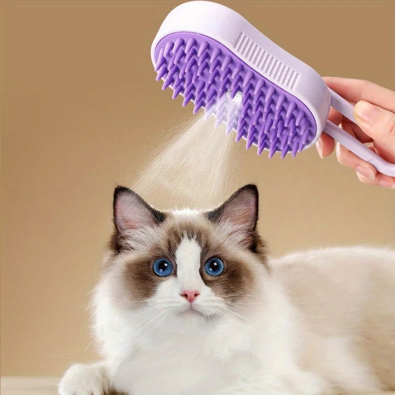 4 in 1 Cat Steam Brush for Shedding, Rechargeable Cat Brush with Steam, Anti-Static Steam Pet Brushes, Massage, Cleaning