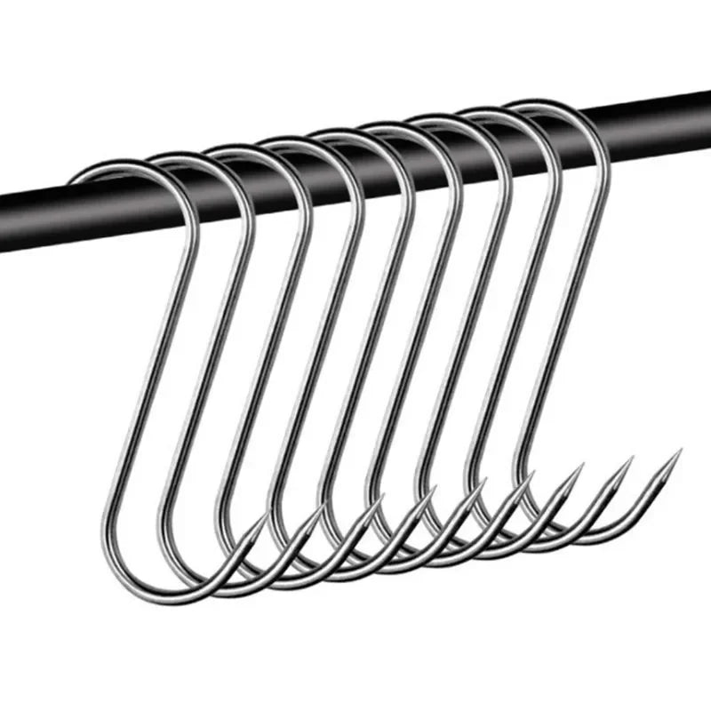 Ganci a S in acciaio inossidabile con punta affilata per utensili, appendiabiti per carne, ganci per appendere per macellaio, cucina, utensili da forno