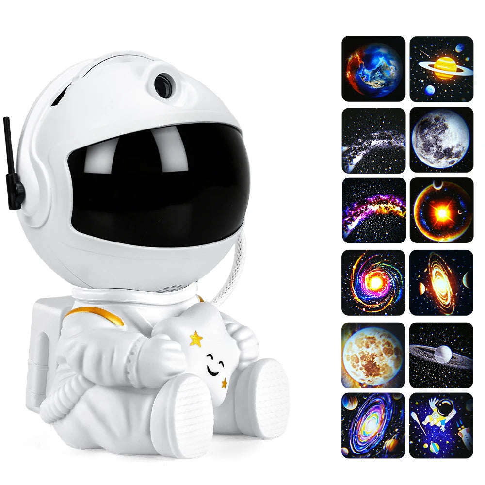 Astronaut Starry Sky Projector with 12 Films Night Light Star Projector LED Astronaut Lamp Galaxy Projector for Bedroom Playroom