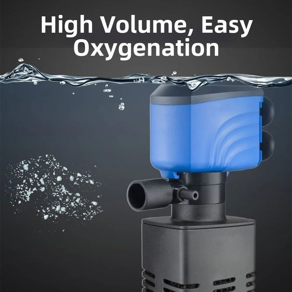 3 in 1 Aquarium Filter Pump Silent Operation Energy Efficient Submersible Filter Built-in Filter Plastic Water Filter Pump