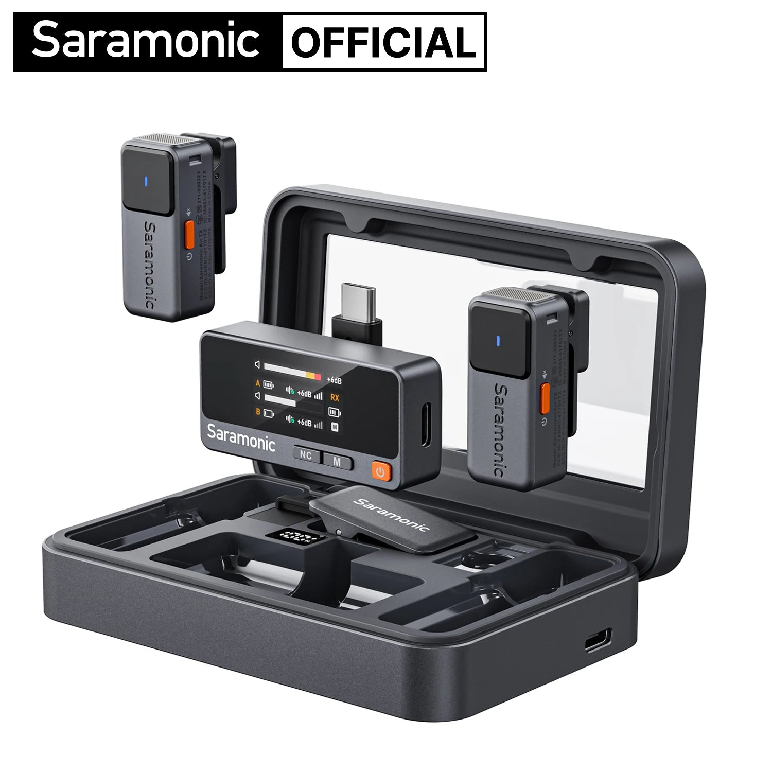 Saramonic Air Wireless Lavalier Microphone Noise Cancelling Lapel Mic for iPhone 15/16 Android Smartphone Camera Vlog Youtube