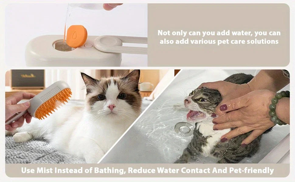 4 in 1 Cat Steam Brush for Shedding, Rechargeable Cat Brush with Steam, Anti-Static Steam Pet Brushes, Massage, Cleaning