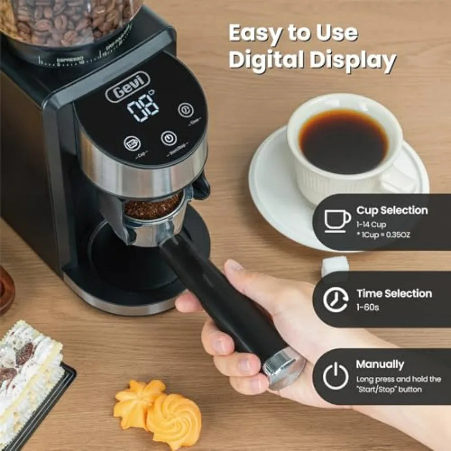 Electric Coffee Grinder with 35 Grind Settings for Espresso Drip French Press Burr Coffee Grinder for Home Use Anti-static Desi