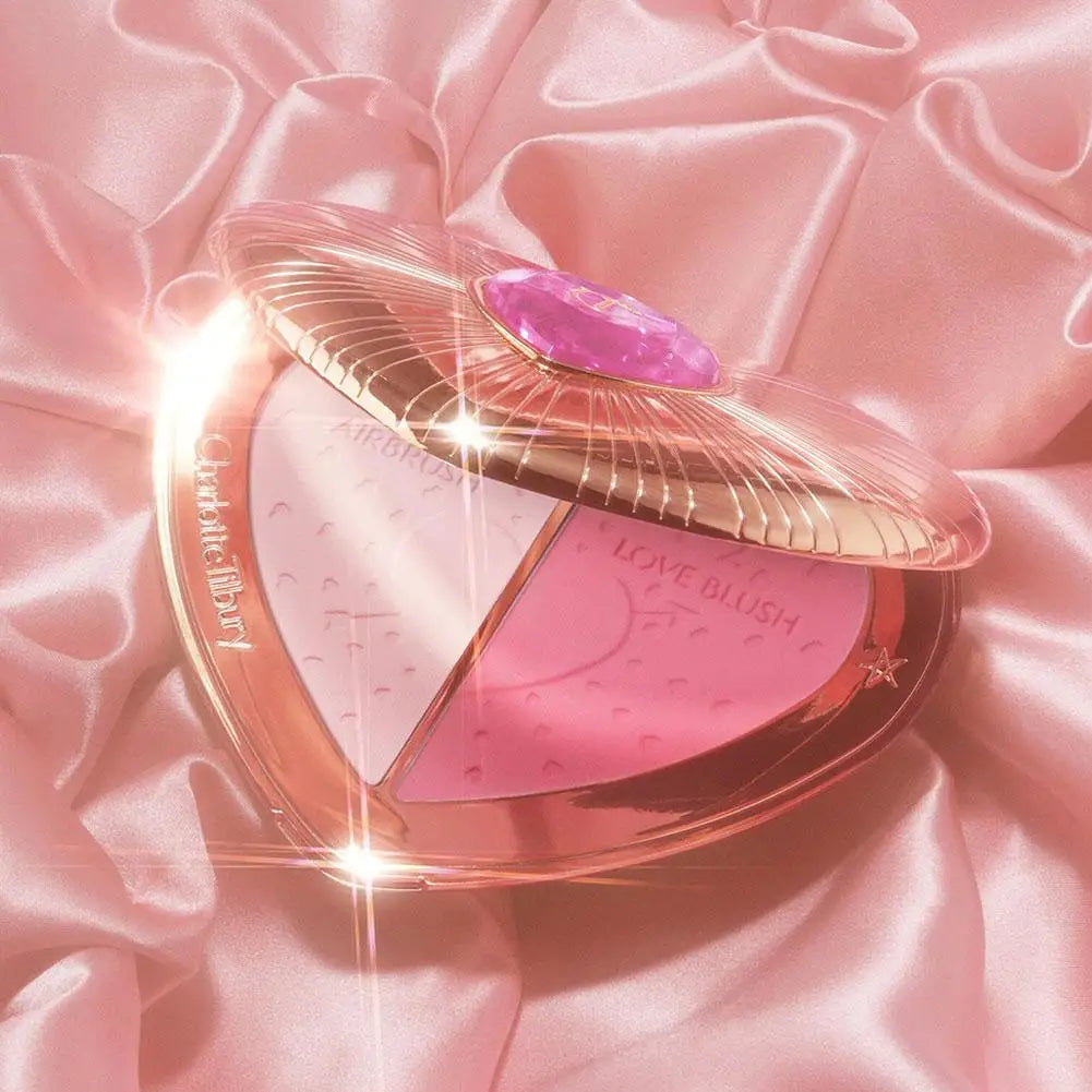 C/T Two Tone Heart Blush Lasting Beauty Makeup Natural Flawless Bright Powder Smooth Look Multi Purpose Rouge 13g
