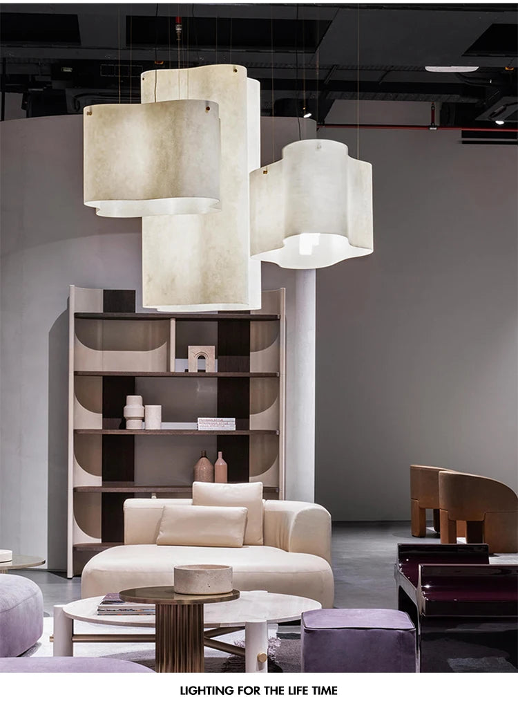 Nuvola Cloud Lampada a sospensione Designer Lampada in tessuto curvo fatta a mano Novità Camera da letto Comodino Caffetteria Ristorante Salotto Wabi Sabi Light