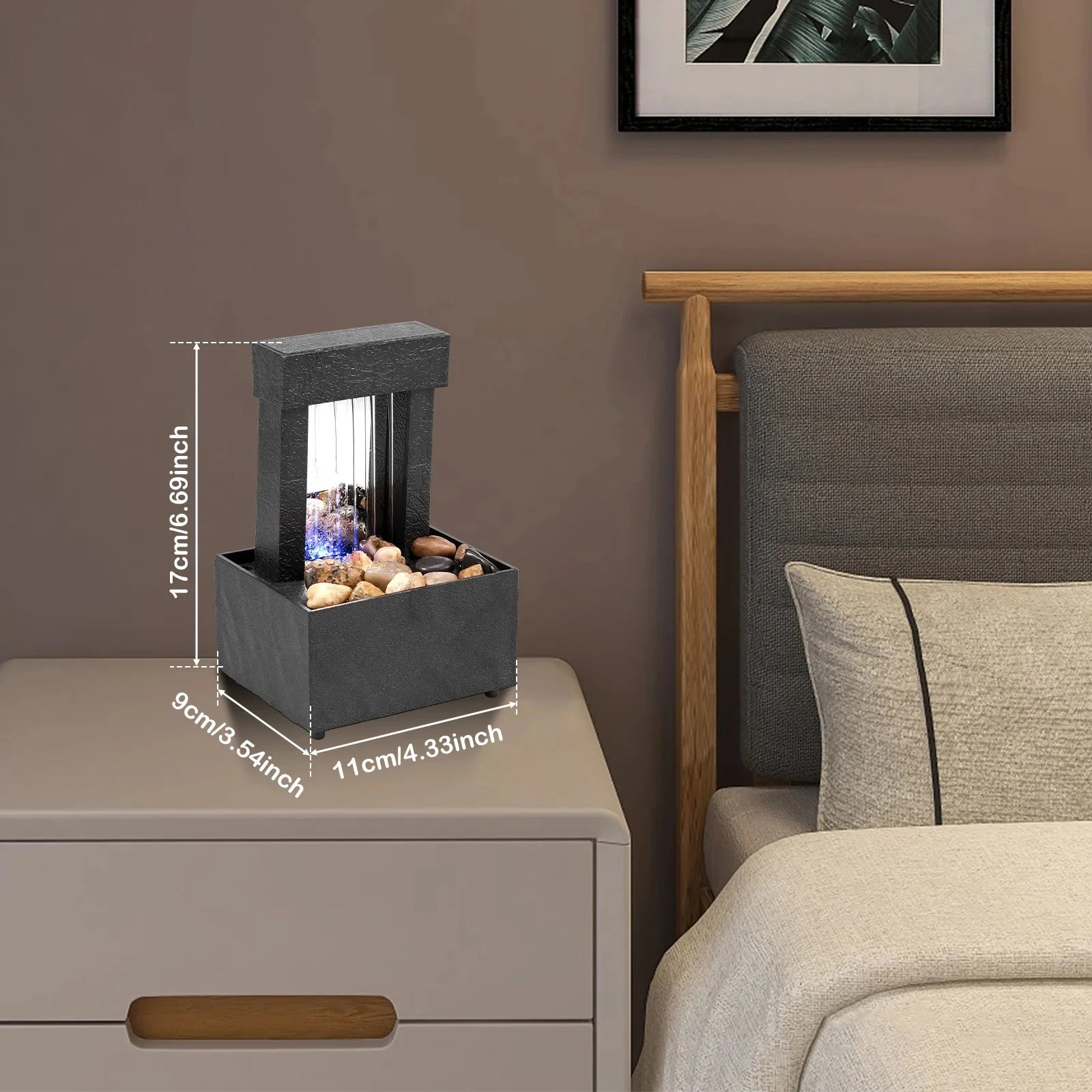 Desktop Water Fountain LED Indoor Decorative Fountain Creative Craft Home Decor Small Waterfall Fountains Zen Meditation Fountai