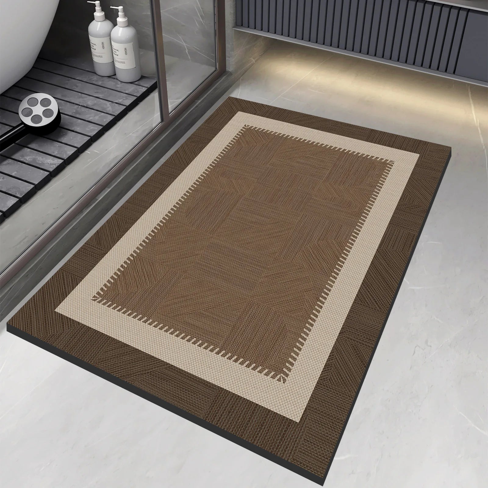 Luxury Vintage Diatomite Bath Mat Bathroom Carpet Super Absorbent Shower Foot Mats Non Slip Quick Dry Toilet Room Rugs Doormat