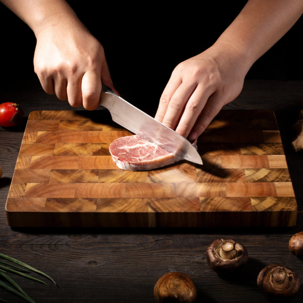 Tagliere bifacciale utilizzando tagliere per giunture in legno di acacia premium Scarico acqua e utensili da cucina resistenti all'umidità