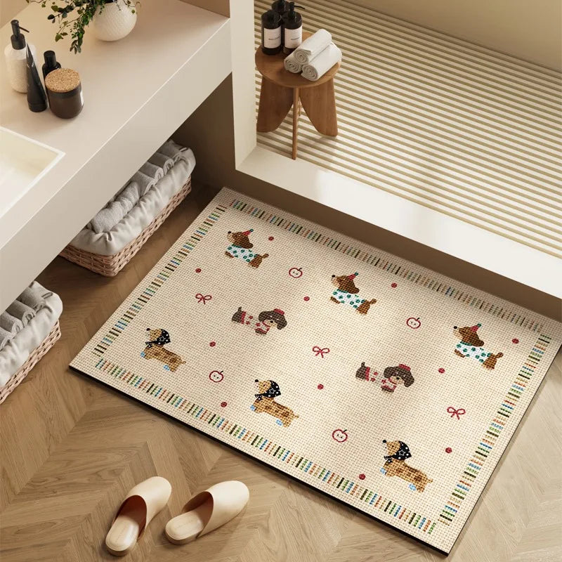 Bathroom Carpet Toilet Foot Mats Absorbent Bathroom Mat Diatom Mud Floor Mat Non-Slip Bath Rug Toilet Doormat Quick Drying Rugs