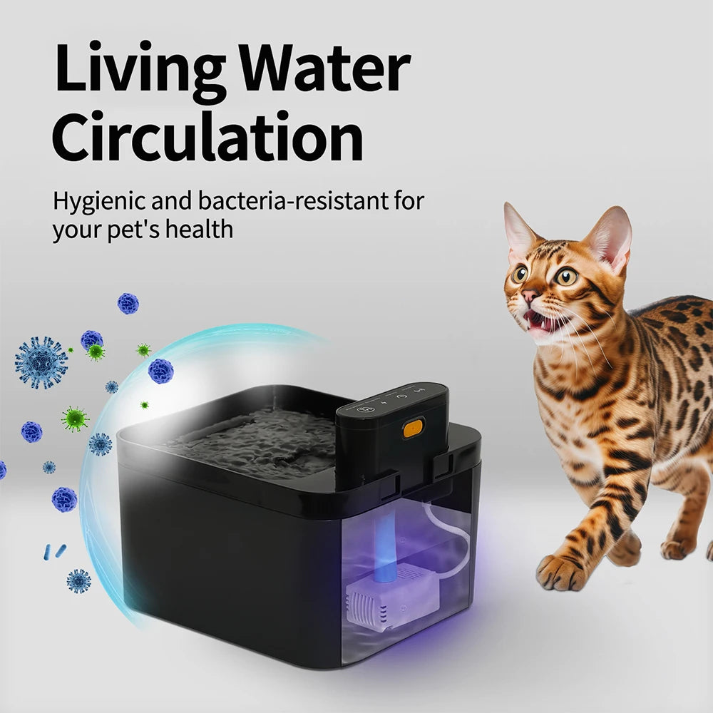 2.2LPet cat Water Fountain Silent Battery SensorTwo-in-One Ultra-Quiet Dispenser  Cat Water Fountain Cats Water Dispenser Indoor