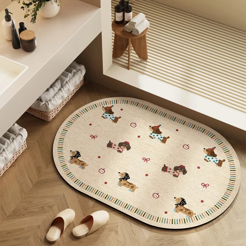 Bathroom Carpet Toilet Foot Mats Absorbent Bathroom Mat Diatom Mud Floor Mat Non-Slip Bath Rug Toilet Doormat Quick Drying Rugs