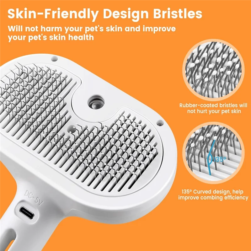 HHO-Cat Steam Brush, Pet Spray Hair Removal Comb For Shedding & Grooming, Water Brush For Cats Dogs Small Animals