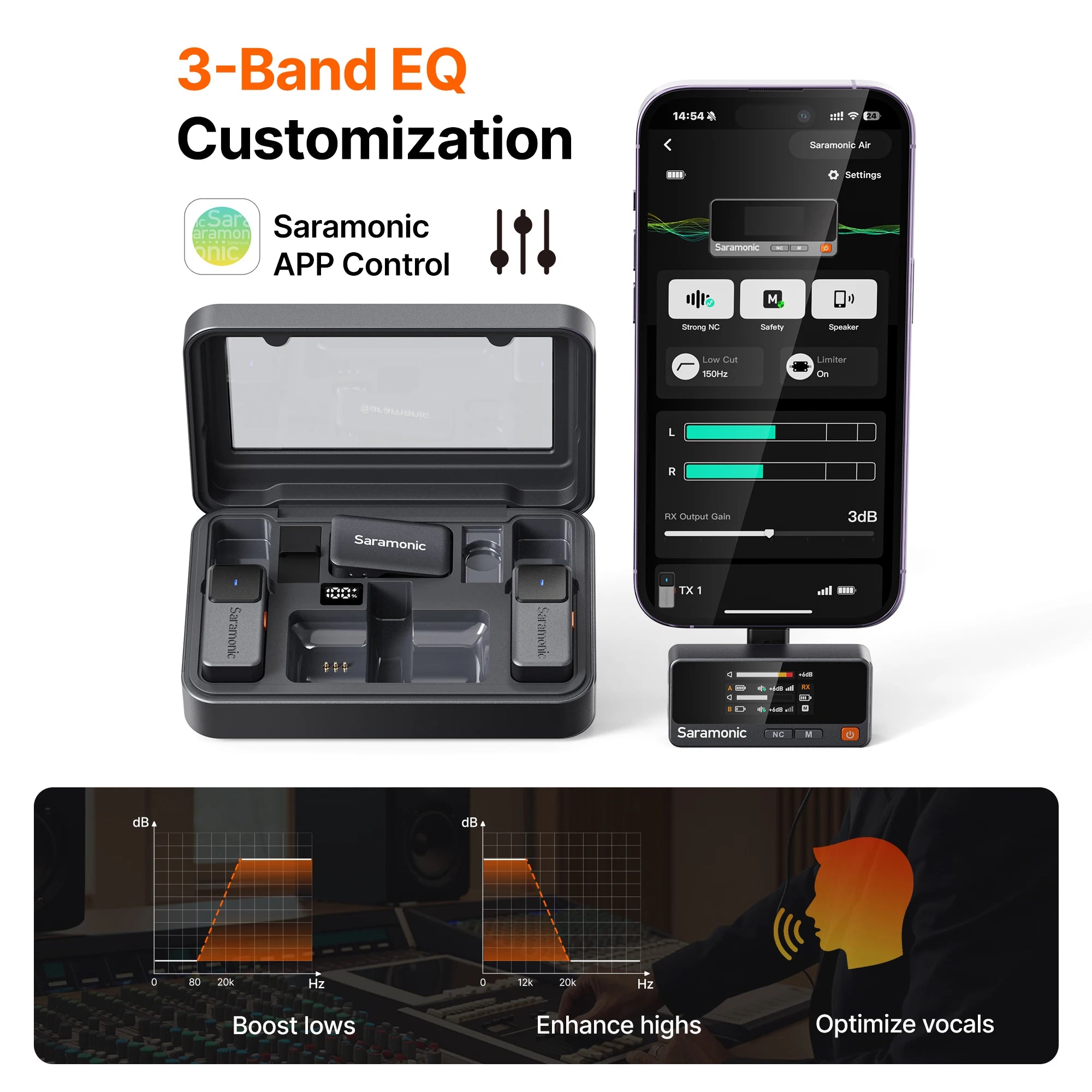 Saramonic Air Wireless Lavalier Microphone Noise Cancelling Lapel Mic for iPhone 15/16 Android Smartphone Camera Vlog Youtube