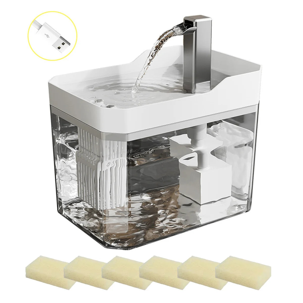 Automatic Cat Water Fountain 1.5L USB Powered Pet Drinker with Filter Pump Silent Circulating Water Dispenser for Cats Dogs