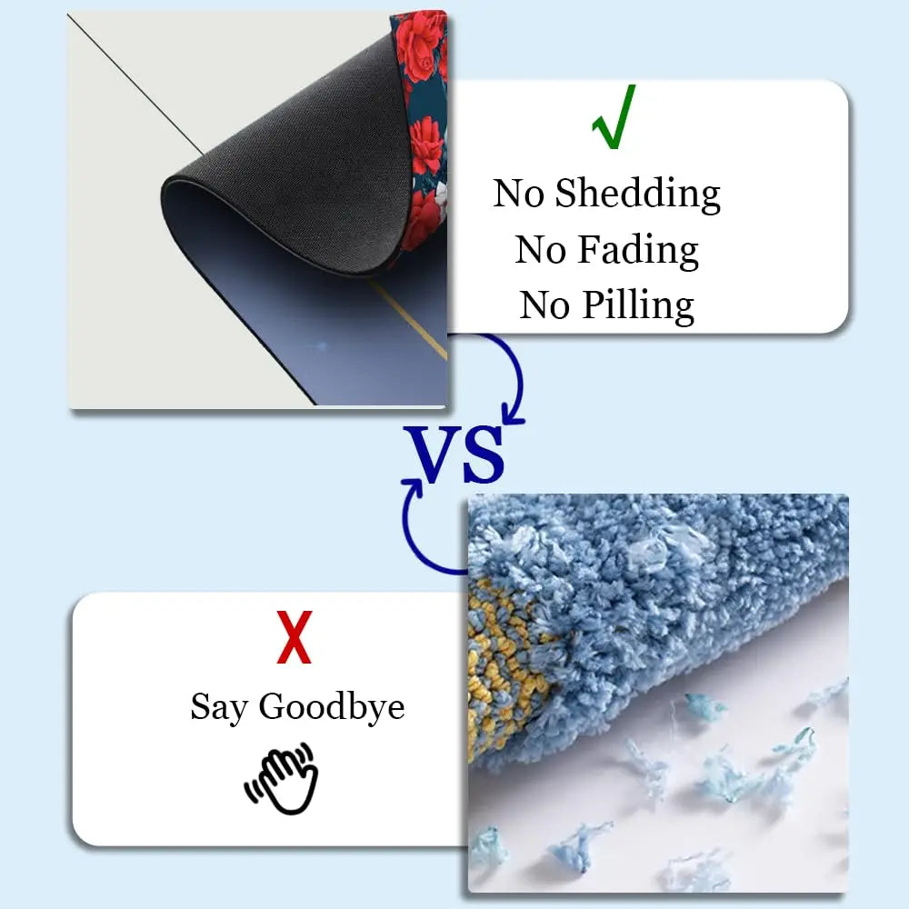 Diatomaceous Earth Bath Mat Blue and Gold Stones Non-Slip Volume Super Absorbent Fast Drying for Bathroom Kitchen Mat