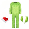 Green Fur Monster Santa Claus Christmas Monster Halloween Cosplay Costume Unisex Xmas Party Carnival Party Men Roleplaying