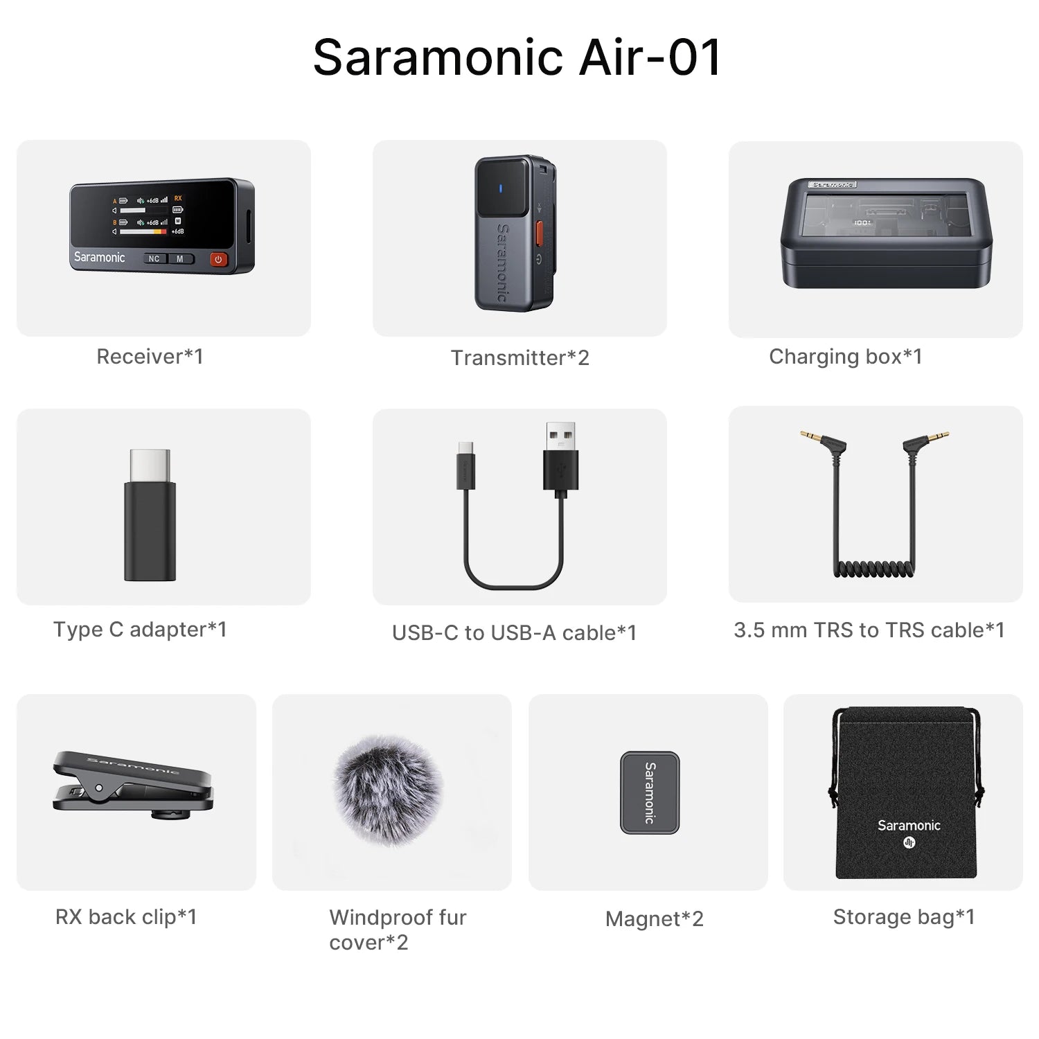 Saramonic Air Wireless Lavalier Microphone Noise Cancelling Lapel Mic for iPhone 15/16 Android Smartphone Camera Vlog Youtube