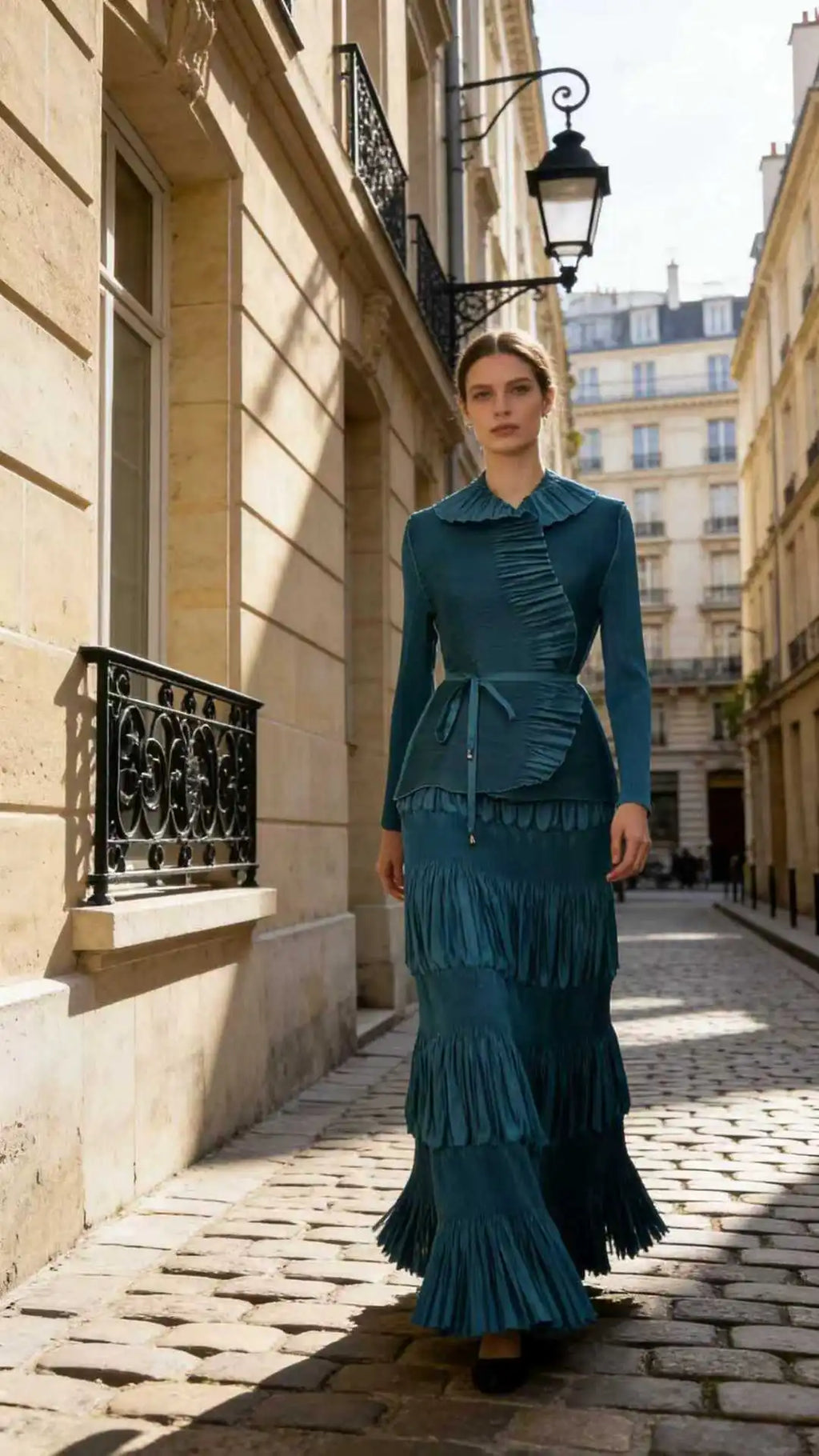 Miyake 2026 Spring Niche New Elegant Suit Ruffle Edge Solid Color Pleated Lace Elegant Two-piece Suit Women