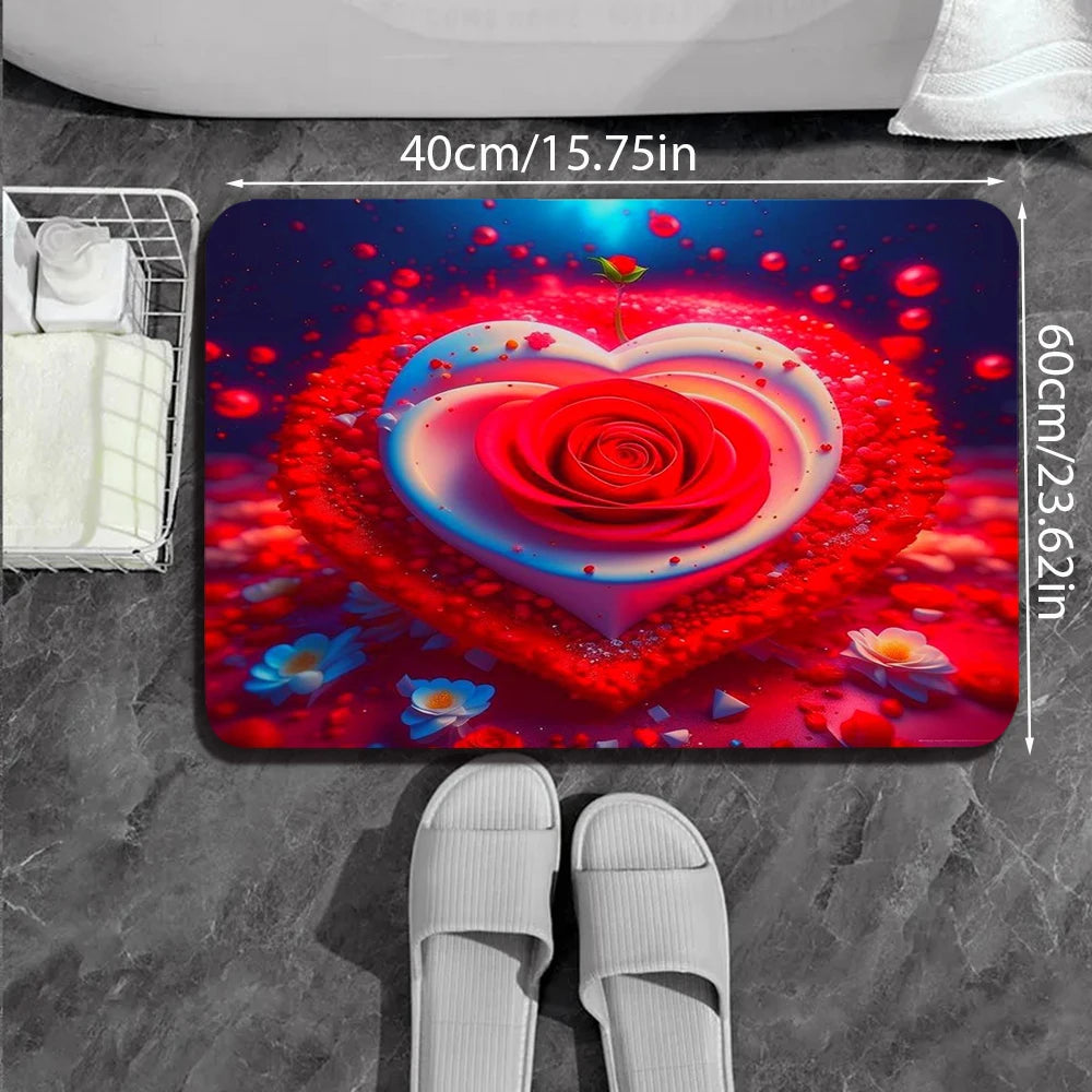 2D Printing Floral Mat Rug For Bath And Kitch Super Absorbent Quick Dry Rubber Backed Dirt Resistant Bath Rugs Mats