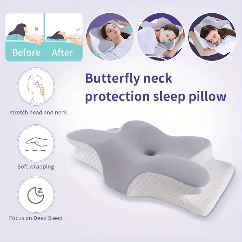 Cuscini in memory foam a forma di farfalla rilassante cervicale a rimbalzo lento cuscino per il collo sollievo dal dolore cuscino ortopedico per dormire