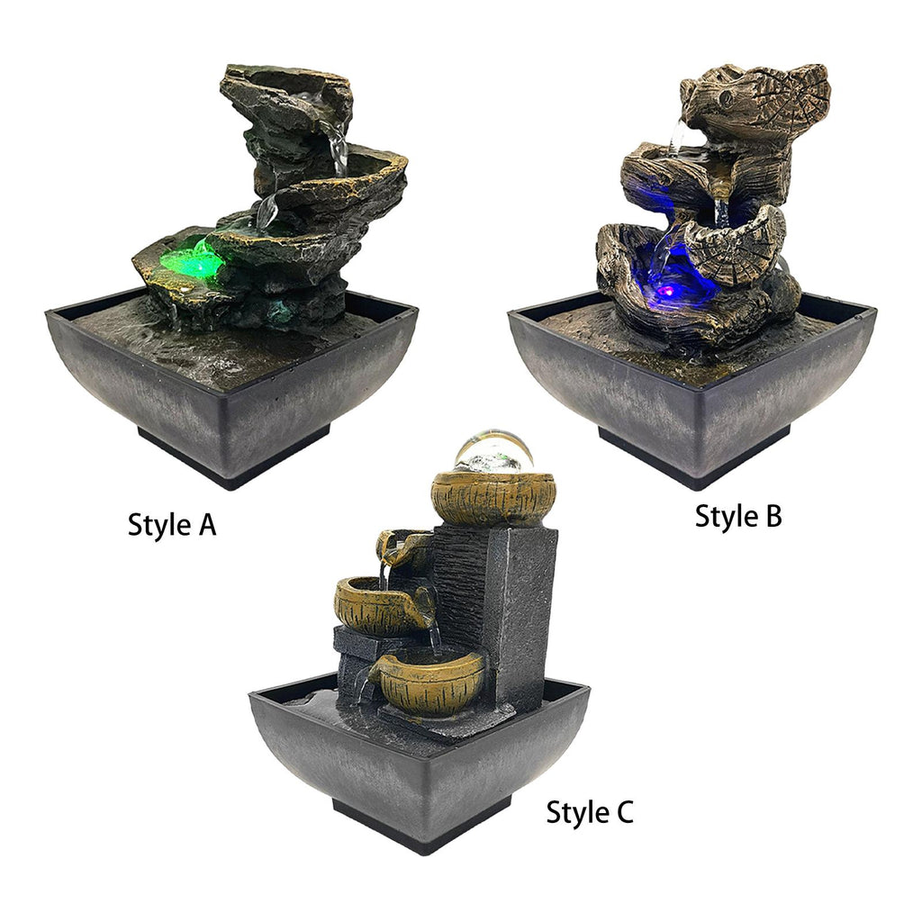 4 Tier Tabletop Water Fountain with Pump Ornament Flowing Water Relaxation Waterfall Fountain for Garden Desk Feng Shui Decor
