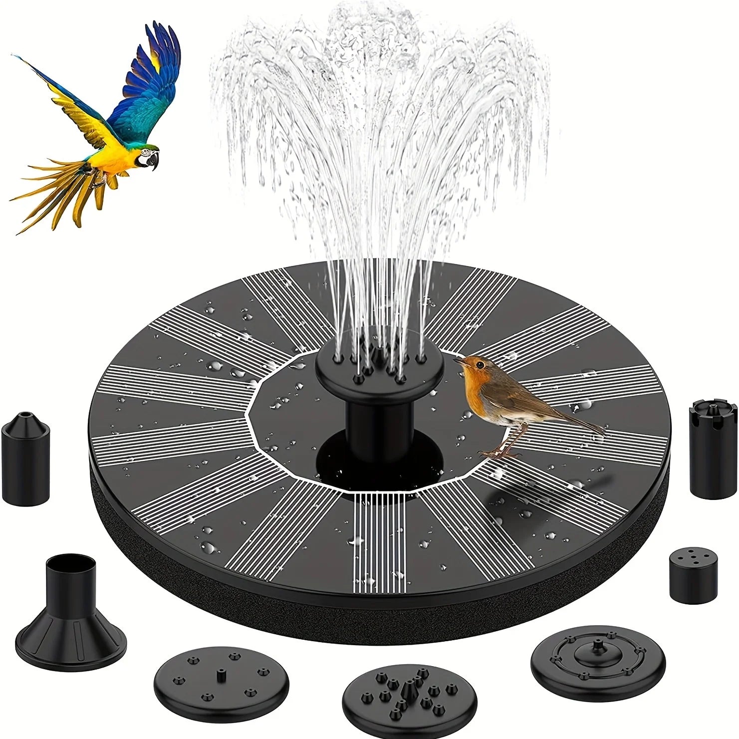 Solar Fountain with 6 Nozzles - 1.4W Solar Panel Floating Water Pump for Bird Baths, Pools,Garden DIY Waterfall Yard Decor