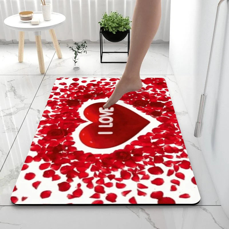 2D Printing Floral Mat Rug For Bath And Kitch Super Absorbent Quick Dry Rubber Backed Dirt Resistant Bath Rugs Mats