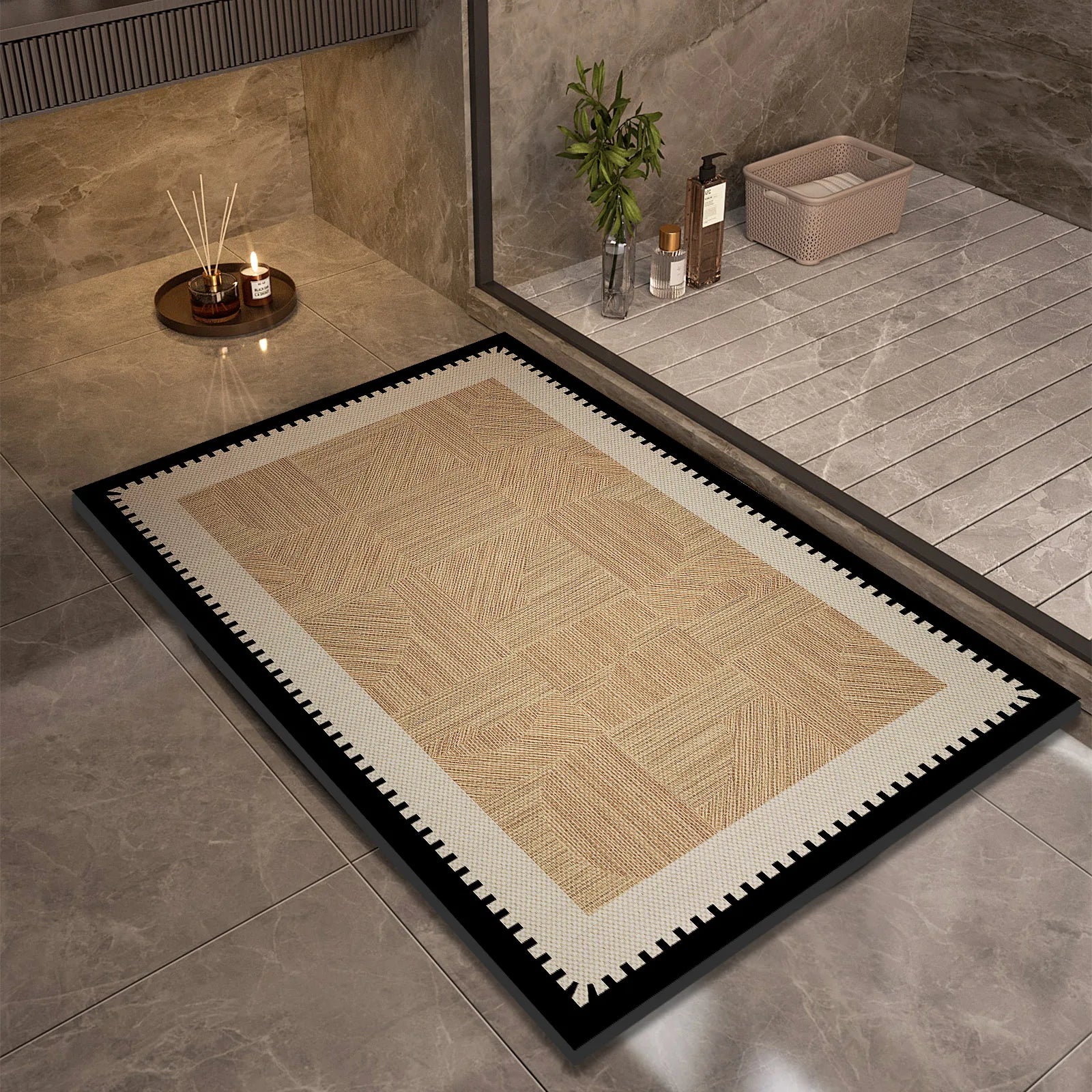 Luxury Vintage Diatomite Bath Mat Bathroom Carpet Super Absorbent Shower Foot Mats Non Slip Quick Dry Toilet Room Rugs Doormat
