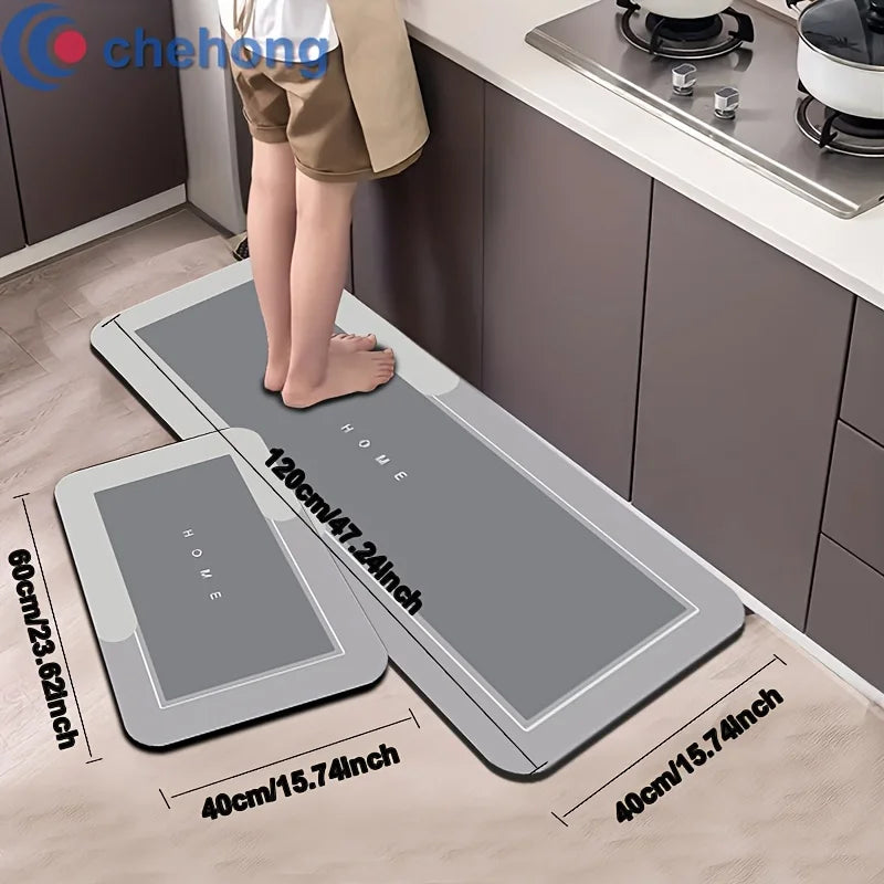 2pc Set of Water-Resistant Diatomite Kitchen Floor Mats, Anti-Slip Quick-Drying Bathrooms, Living Rooms, and Entrance Door Rugs