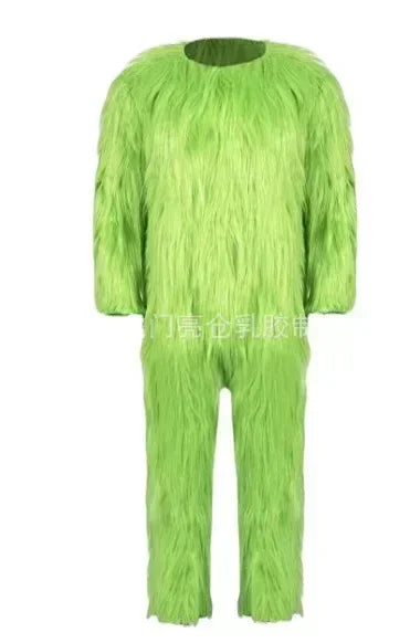 Green Fur Monster Santa Claus Christmas Monster Halloween Cosplay Costume Unisex Xmas Party Carnival Party Men Roleplaying