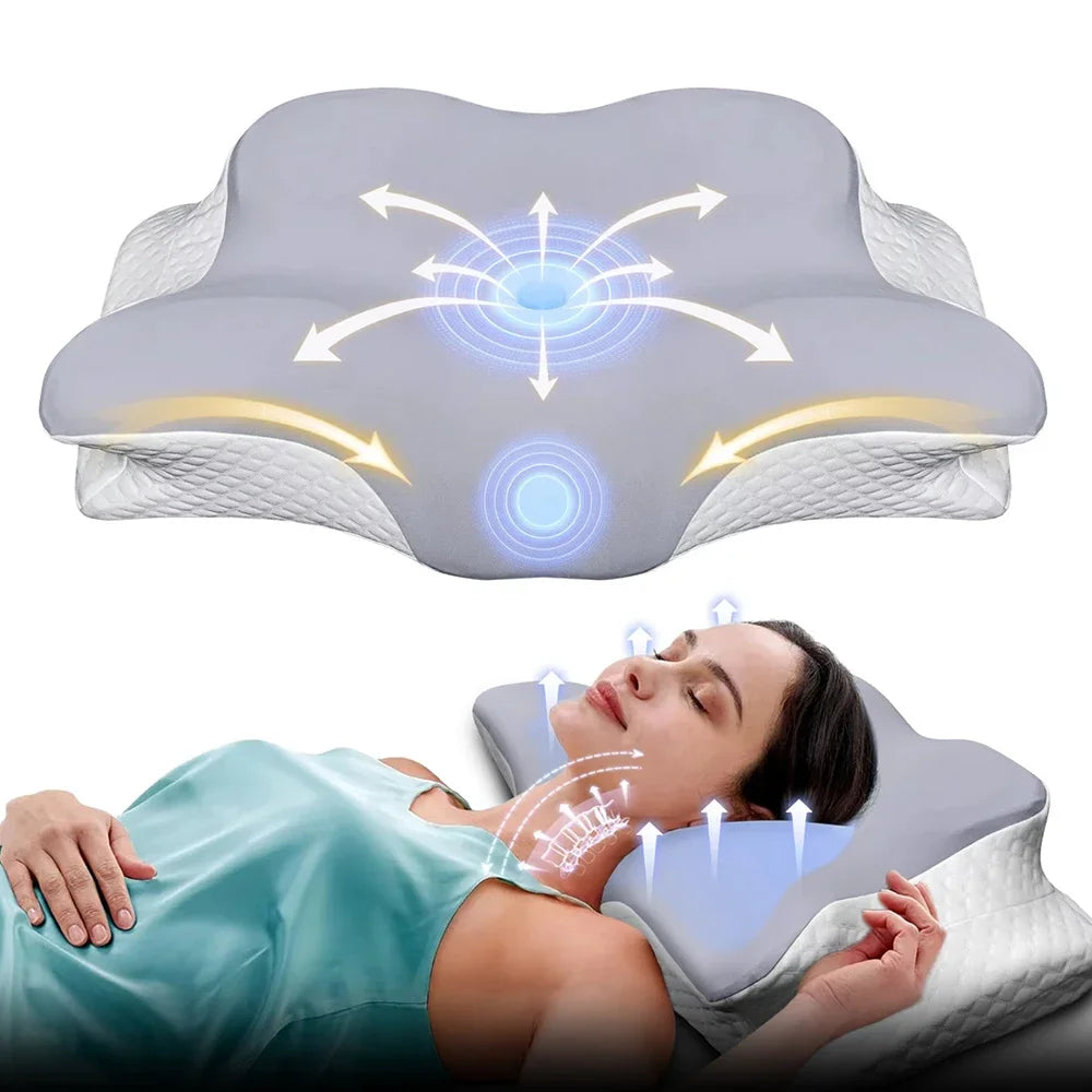 Cuscini in memory foam a forma di farfalla rilassante cervicale a rimbalzo lento cuscino per il collo sollievo dal dolore cuscino ortopedico per dormire