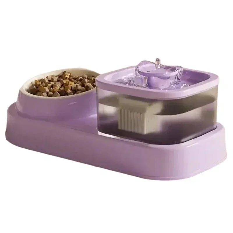 AWater Fountain with Automatic Filter for Pets,silent USB Electric Drinker for Cats,2in1feeder,recirculationfilterdrinkerforcats