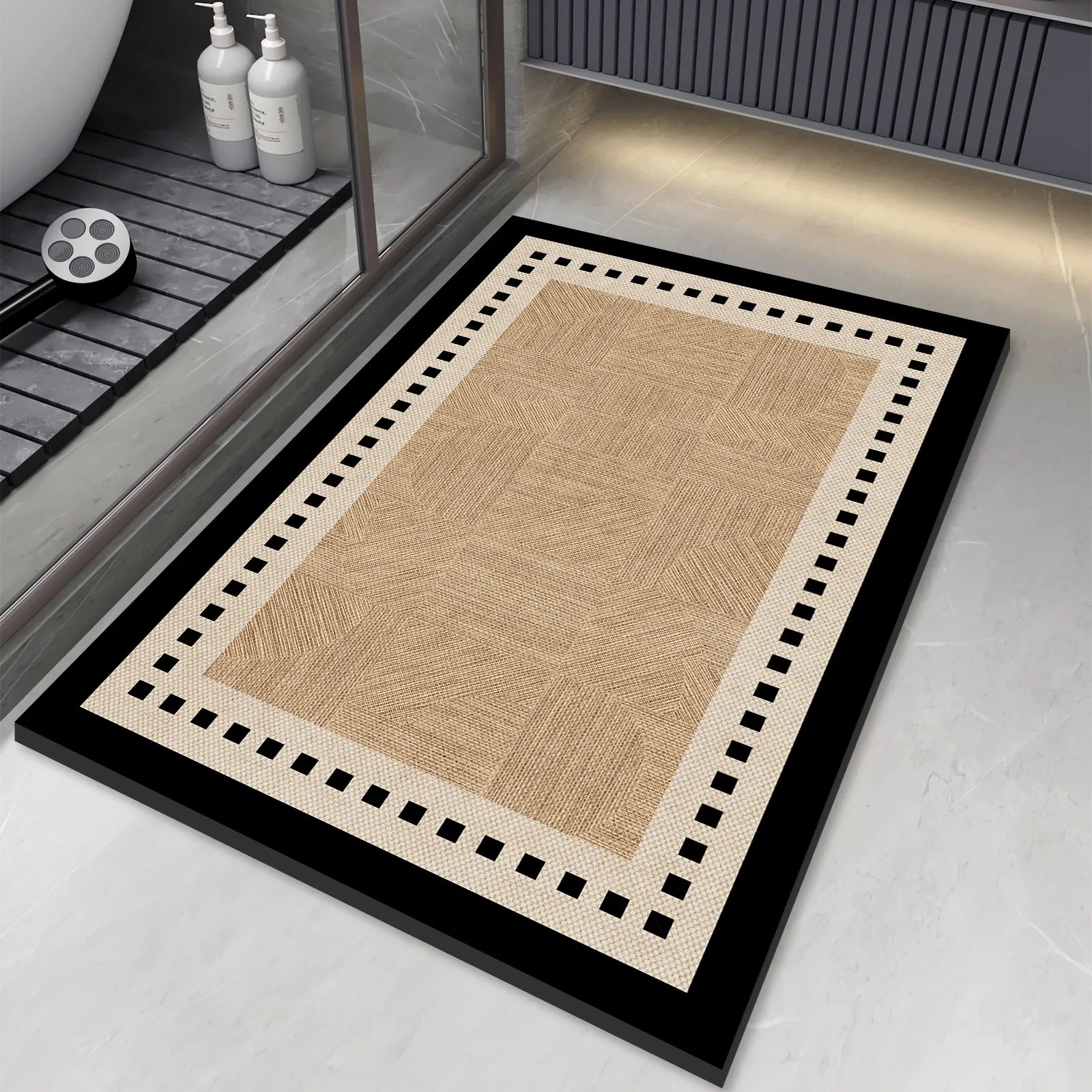 Luxury Vintage Diatomite Bath Mat Bathroom Carpet Super Absorbent Shower Foot Mats Non Slip Quick Dry Toilet Room Rugs Doormat