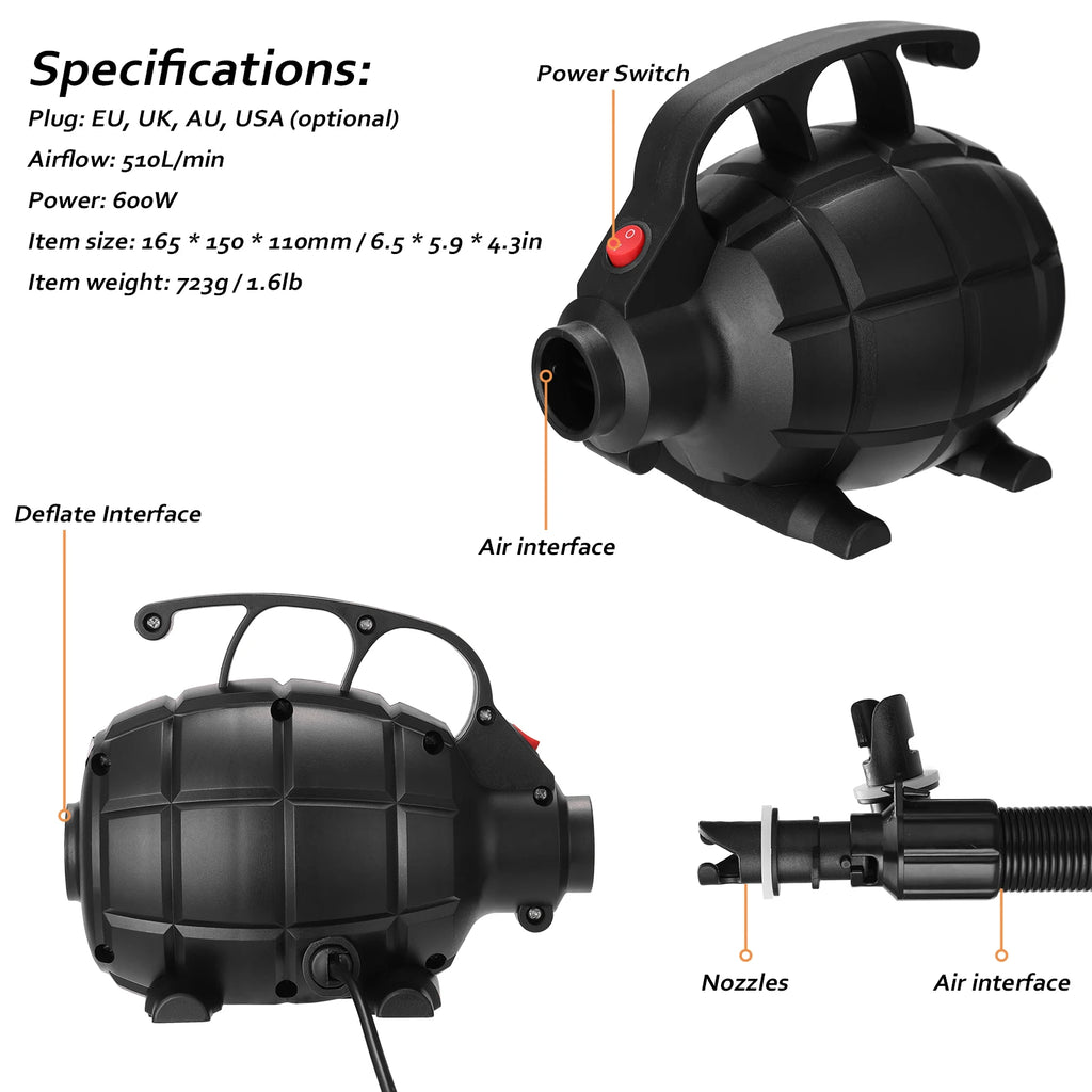 Air Pump Portable Convenient Small Size Home Household Camping Utility Tool Air Bed Air Mat Air Inflation Tool Quick Safety