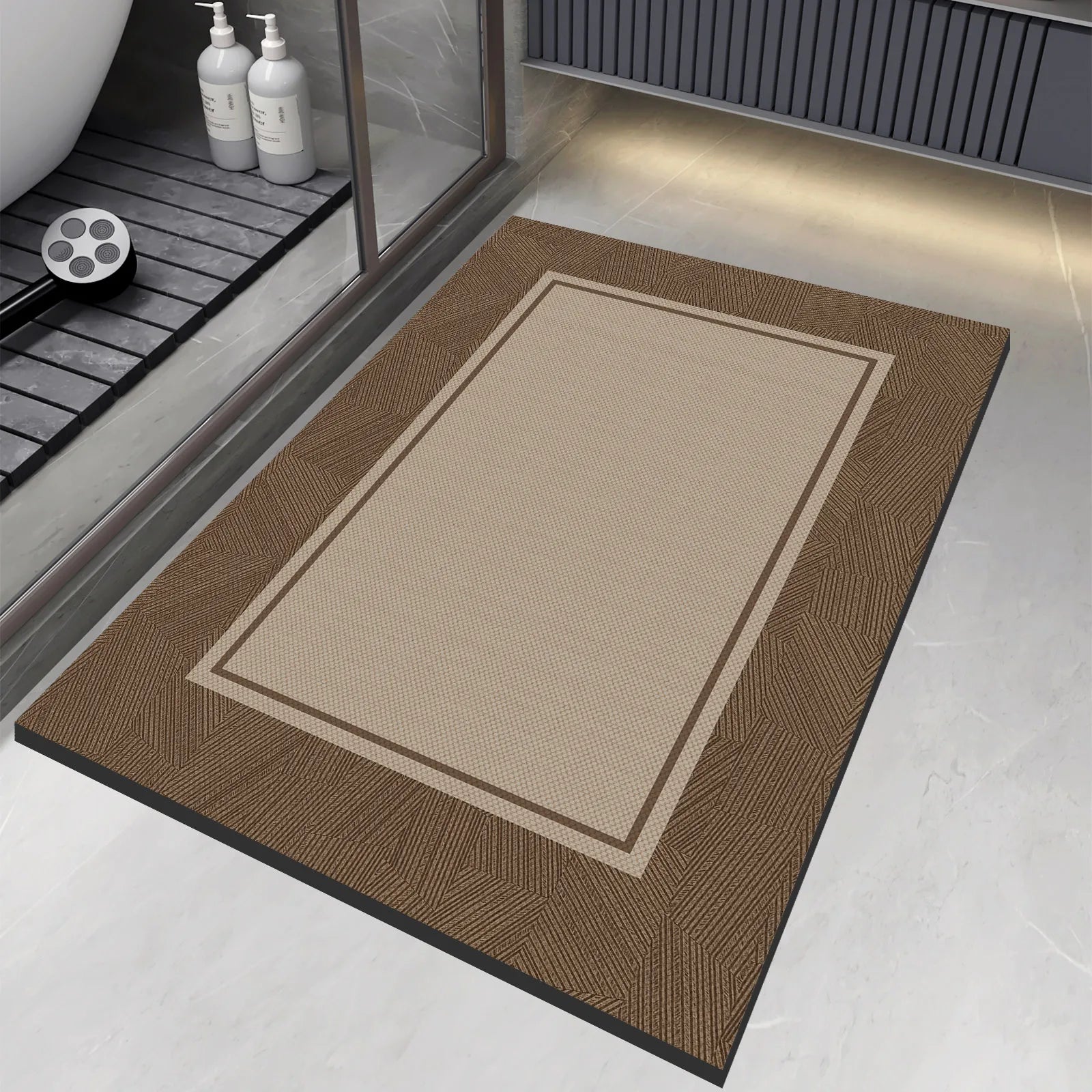 Luxury Vintage Diatomite Bath Mat Bathroom Carpet Super Absorbent Shower Foot Mats Non Slip Quick Dry Toilet Room Rugs Doormat