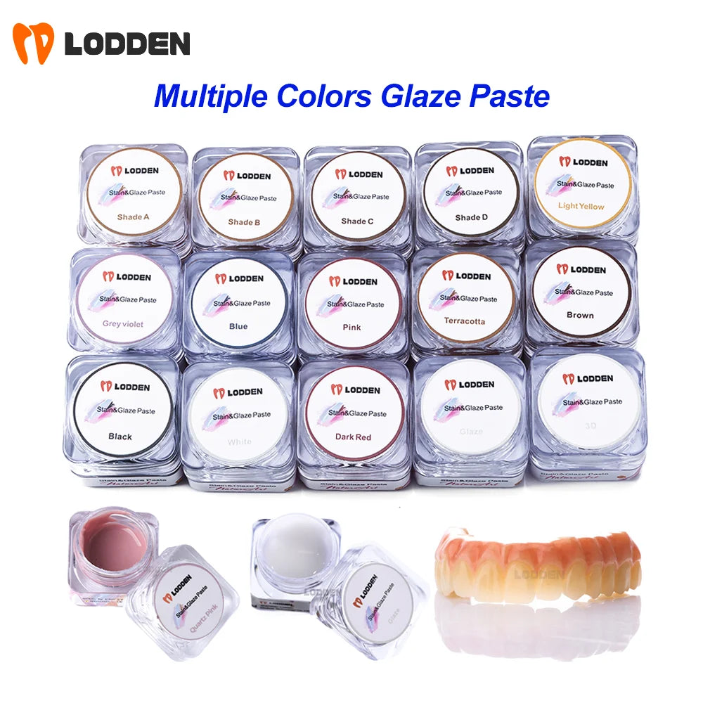 Lodden Multi-Color Dental Staining Glaze 4g Low Temperature Fluorescent Stains Aesthetic Set for Realistic Crown Effects