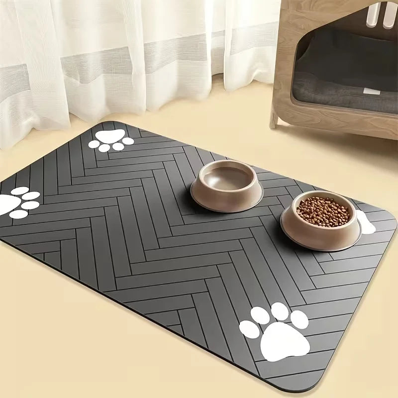 Diatomite Style Pet Food Mat: Super Absorbent Dog Placemat, Quick Drying Cat Water Bowl Rug, Anti-Slip Waterproof Pad