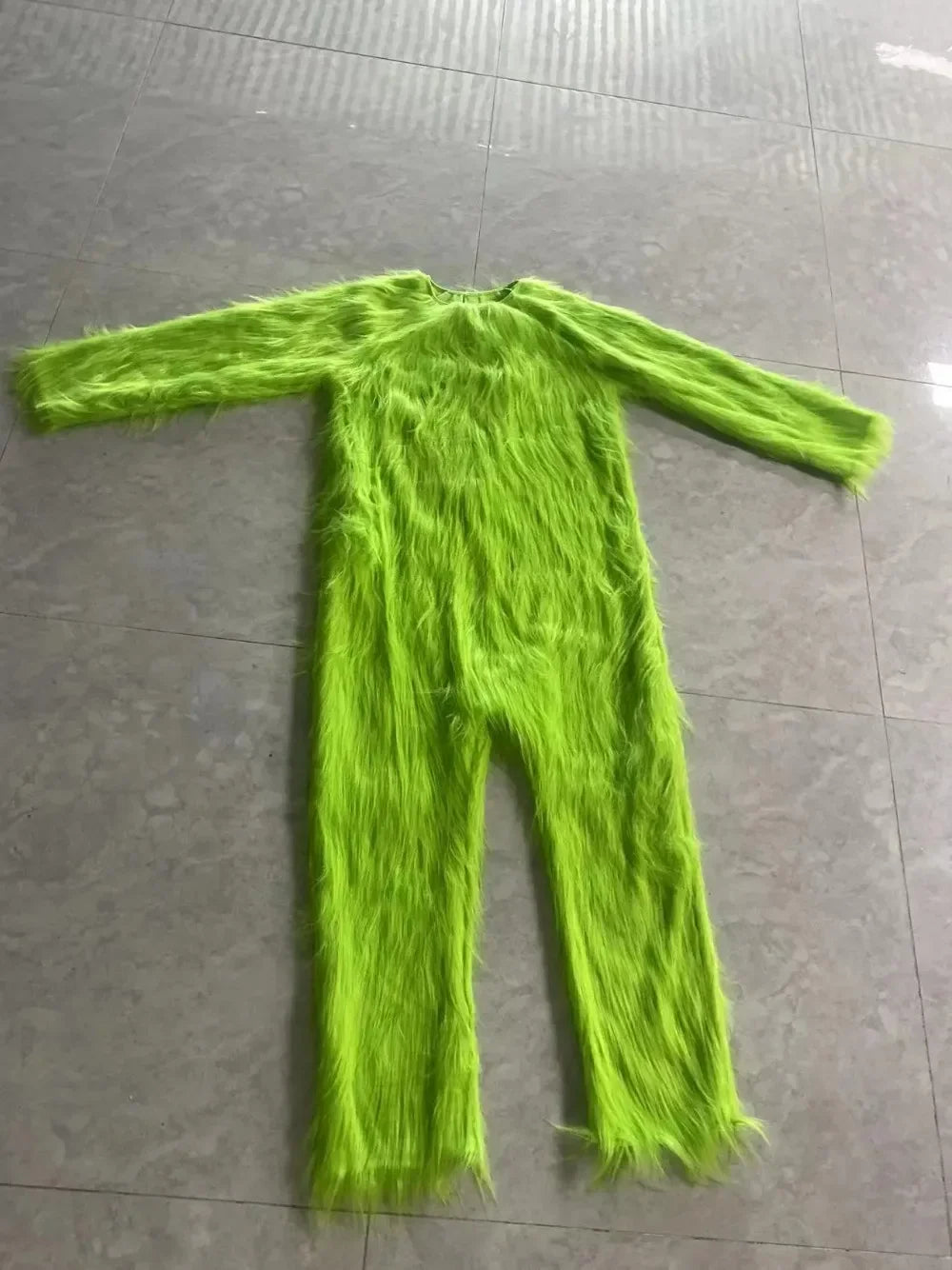 Green Fur Monster Santa Claus Christmas Monster Halloween Cosplay Costume Unisex Xmas Party Carnival Party Men Roleplaying