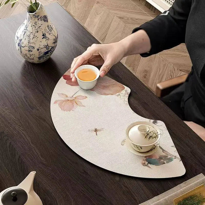 New Chinese Style Diatomite Drainage Mat, Tea Cup Coaster, Mid-Century Absorbent Non-Slip Pad, Coffee carpet, Tea Ceremony Mat