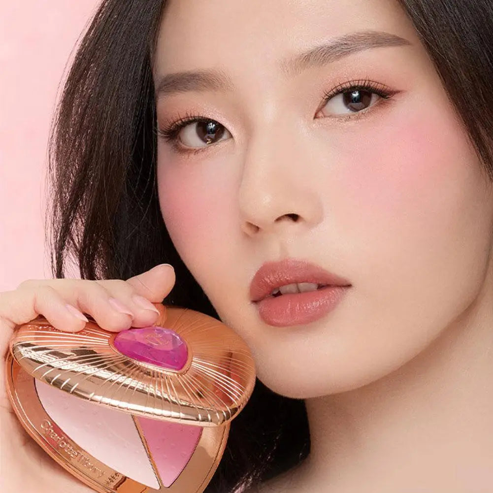 C/T Two Tone Heart Blush Lasting Beauty Makeup Natural Flawless Bright Powder Smooth Look Multi Purpose Rouge 13g