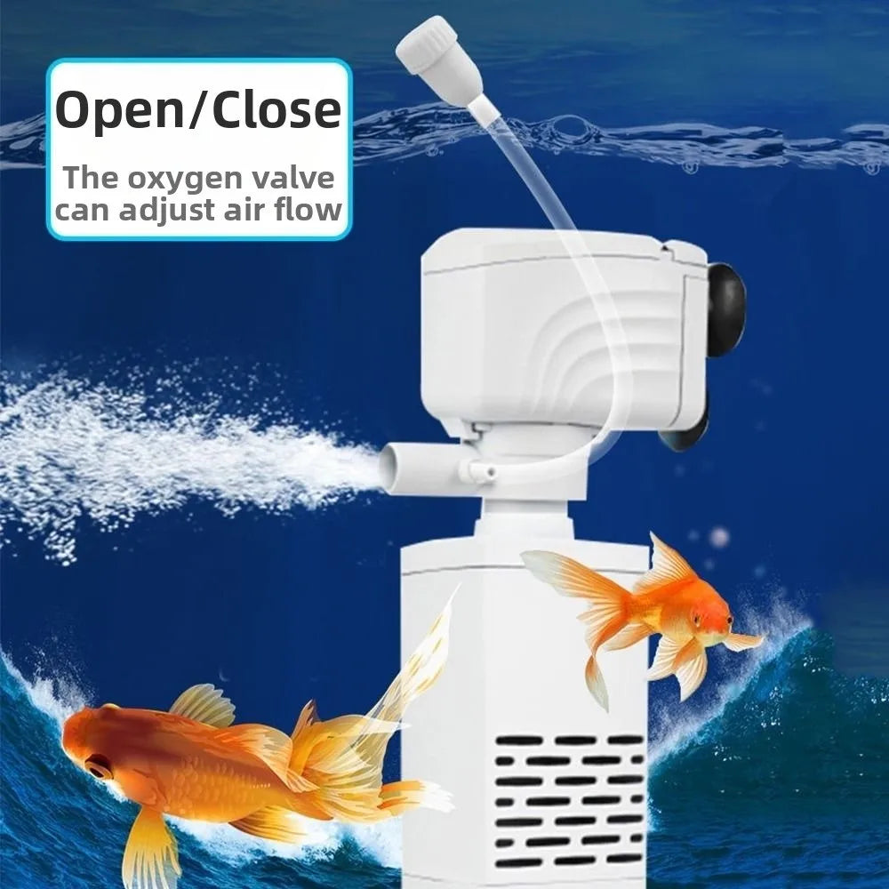 3 in 1 Aquarium Filter Pump Silent Operation Energy Efficient Submersible Filter Built-in Filter Plastic Water Filter Pump