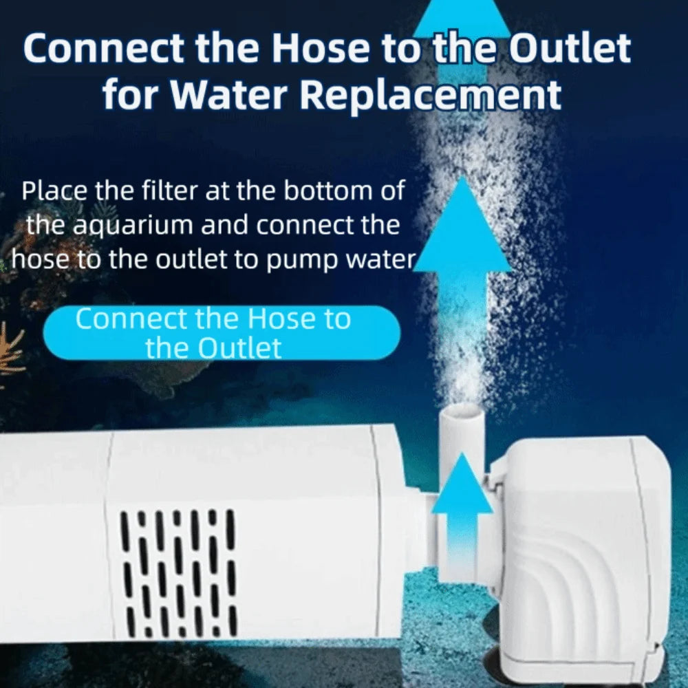 3 in 1 Aquarium Filter Pump Silent Operation Energy Efficient Submersible Filter Built-in Filter Plastic Water Filter Pump