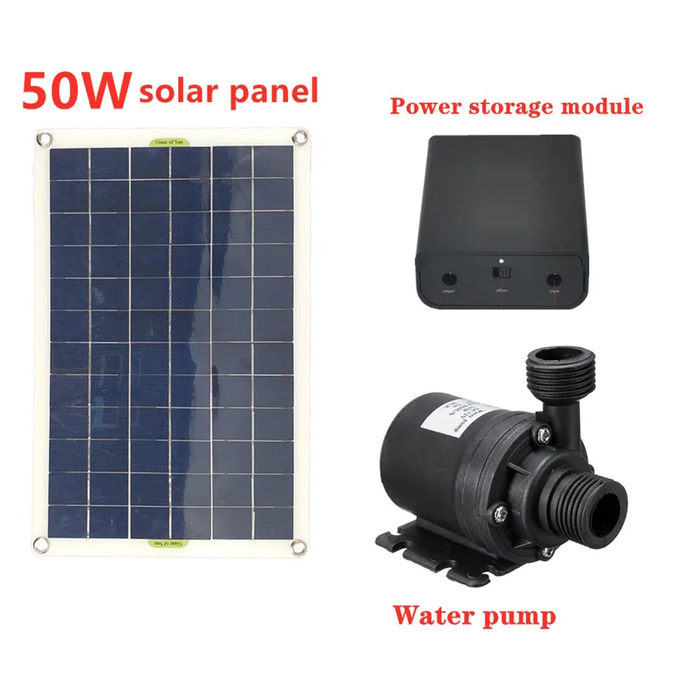 50W Solar Water Pump Low Noise Solar Fountain with Battery Backup for Continuous Operation solar pump basin for Garden and Pond