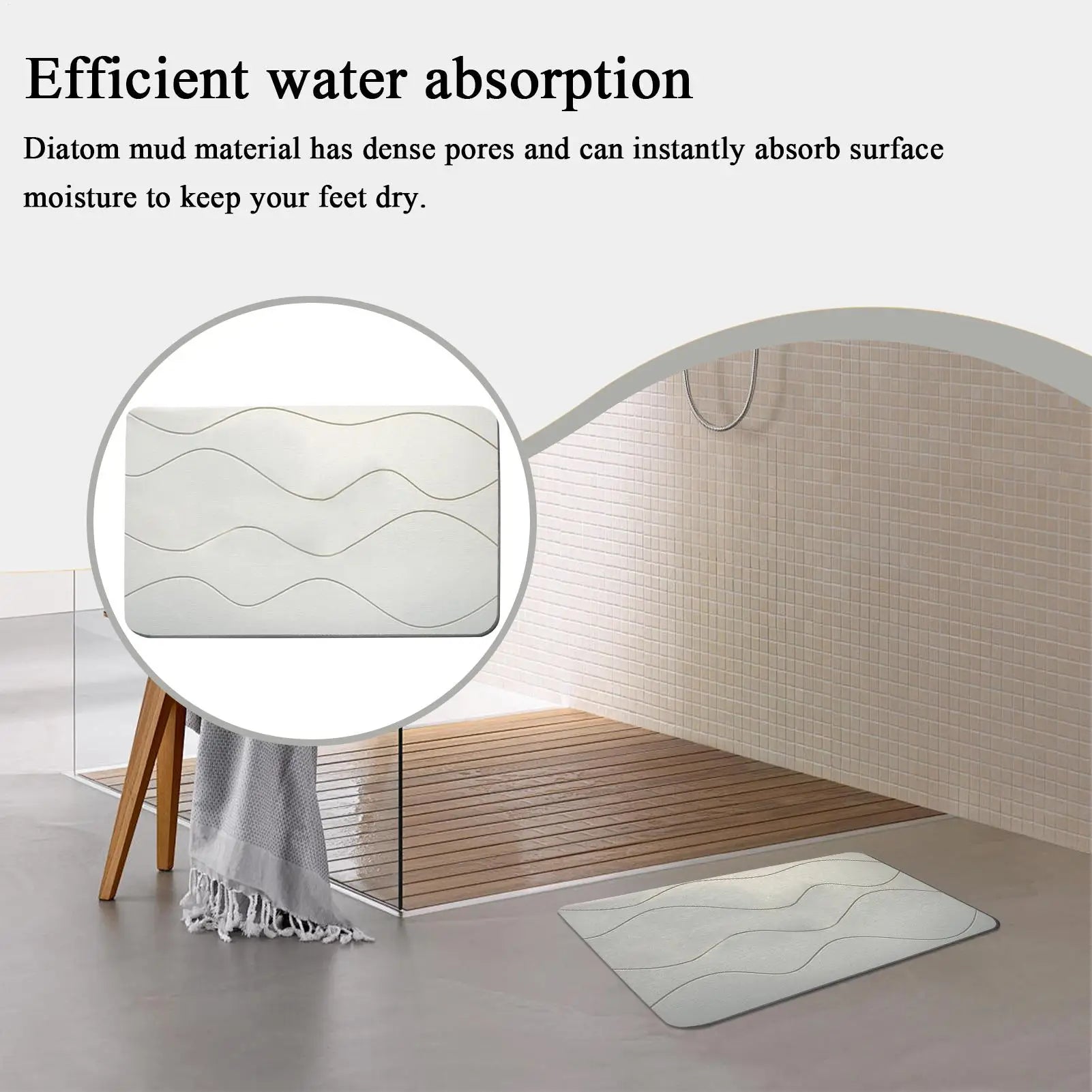 Anti-slip Diatomite Stone Bath Mat Diatom Mud Soft Mat Water Absorption Quick Drying Diatomite Stone Shower Mat Entryway Rugs
