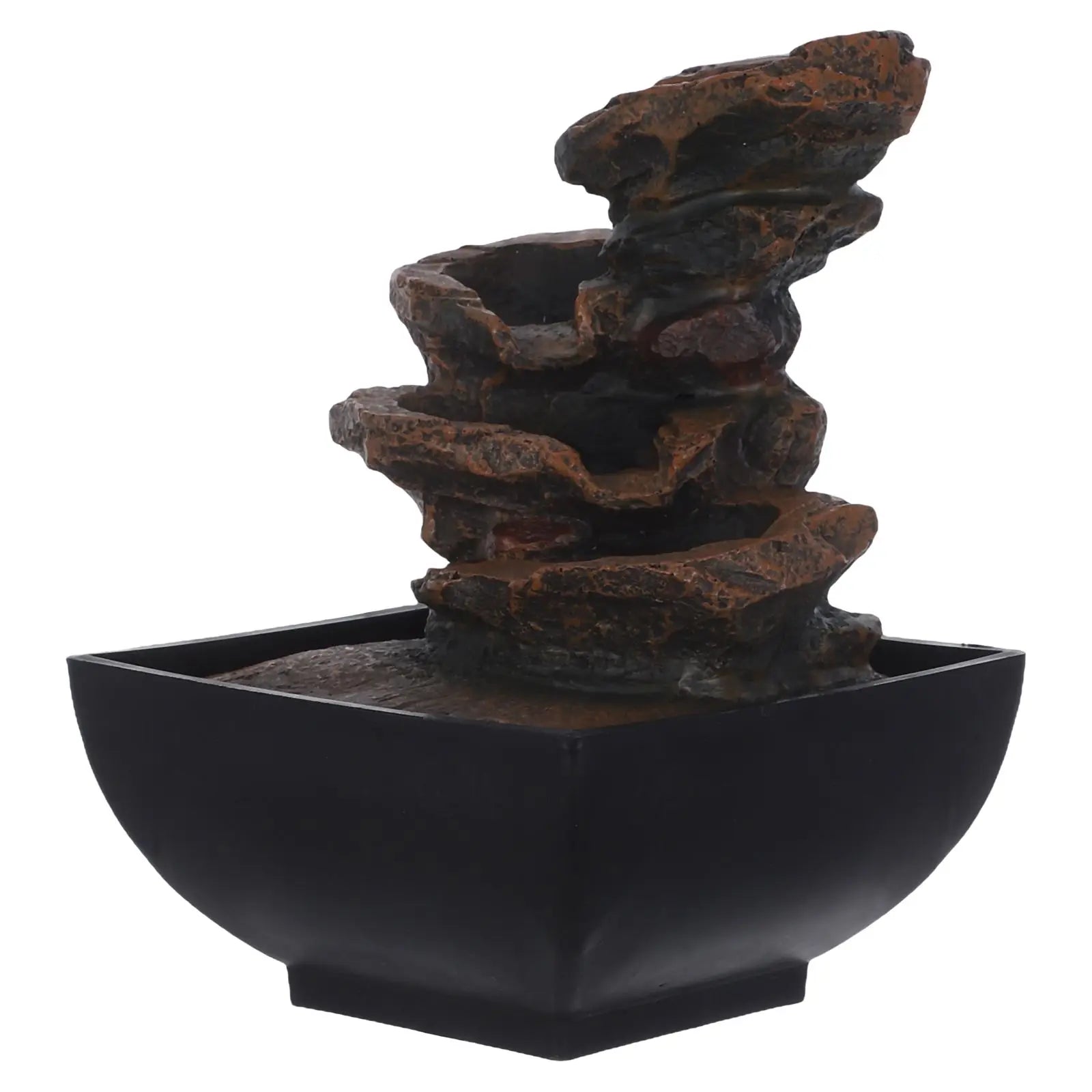 Desktop Fountain Home Decor Mini Water Black Resin Indoor Fountains Waterfalls Relaxation Desk Small Tabletop Feature