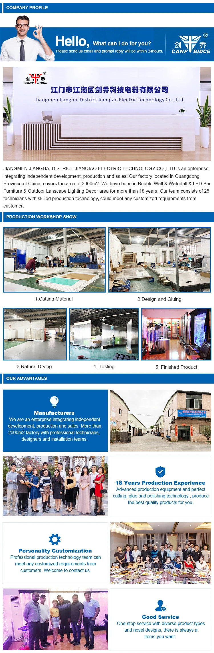 Customization.Customized Indoor Waterfall Water Fountain for Home & Garden Decor with LED Lighting Glass Screens & Room Dividers