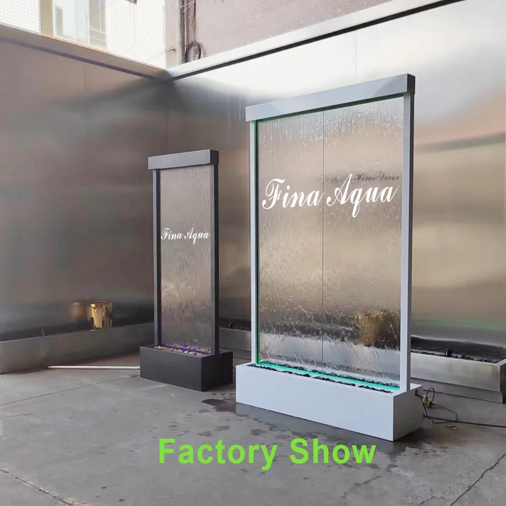 Customization.Customized Indoor Waterfall Water Fountain for Home & Garden Decor with LED Lighting Glass Screens & Room Dividers